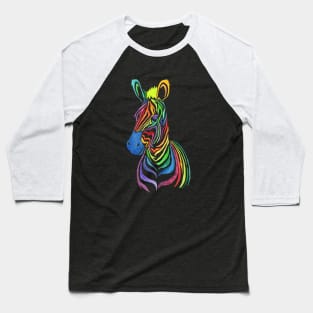 Rainbow Zebra in Bold Watercolors Baseball T-Shirt